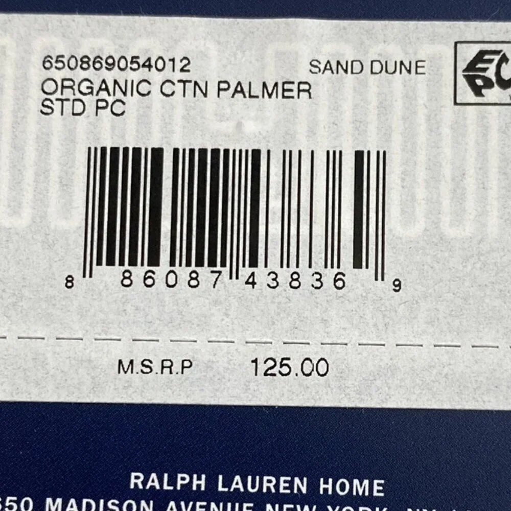 Ralph Lauren Palmer Organic Cotton Percale 2 Standard Pillowcases Sand Dune New